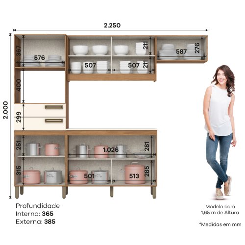 Kit Cozinha B107 07 Portas e 02 Gavetas