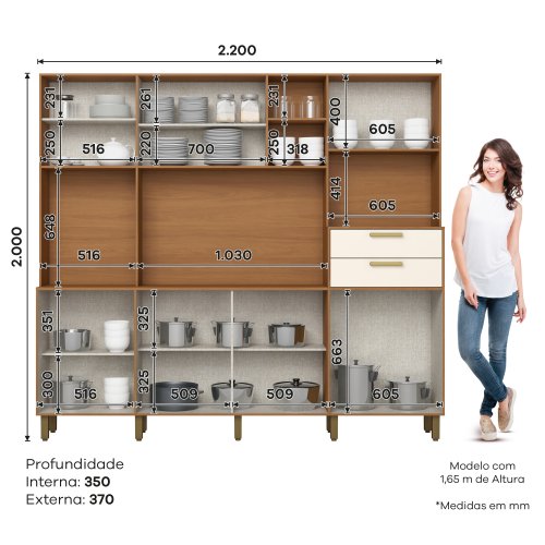 Kit Cozinha B131 08 Portas e 02 Gavetas