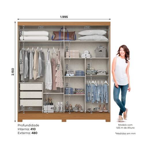 Guarda-roupa B352 02 Portas Deslizantes