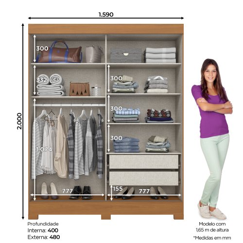 Guarda-roupa B353 02 Portas Deslizantes