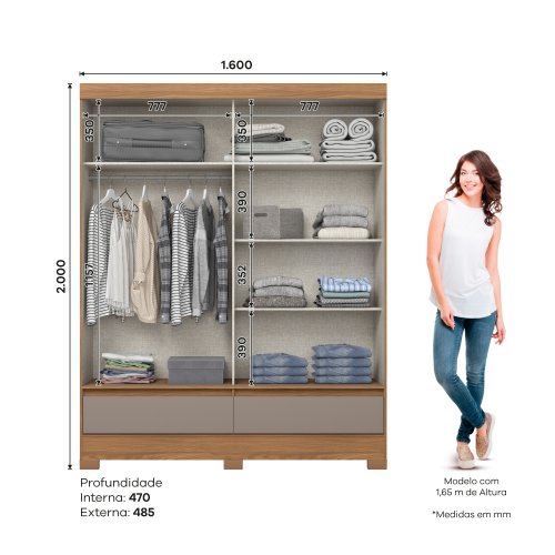 Guarda-roupa B373 02 Portas Deslizantes