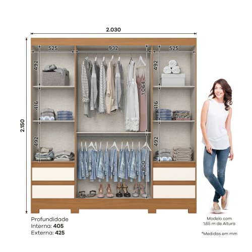 Guarda-roupa B383 04 Portas e 04 Gavetas