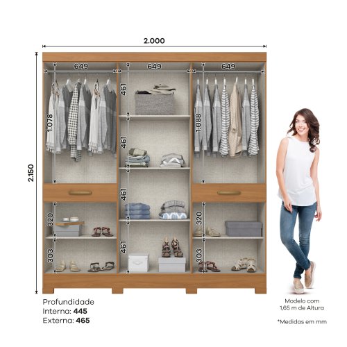 Guarda-roupa B384 10 Portas e 02 Gavetas