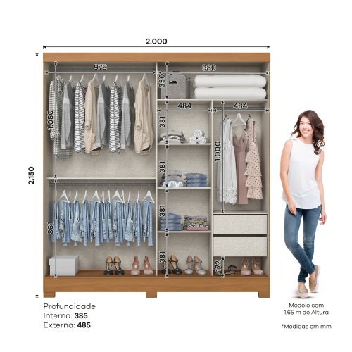 Guarda-roupa B385 02 Portas Deslizantes