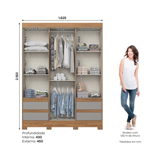 Guarda-roupa B55 03 Portas