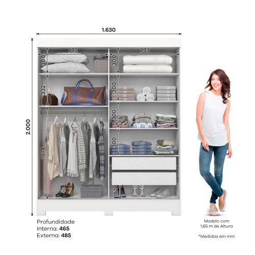 Guarda-roupa B66 02 Portas Deslizantes