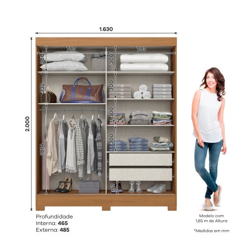 Guarda-roupa B66 02 Portas Deslizantes