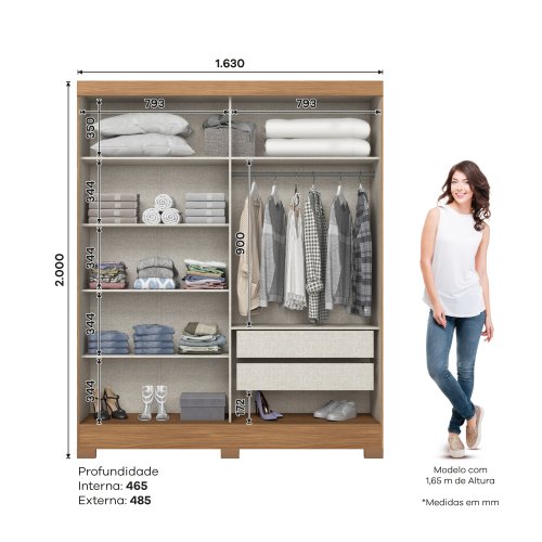 Guarda-roupa B74 02 Portas Deslizantes